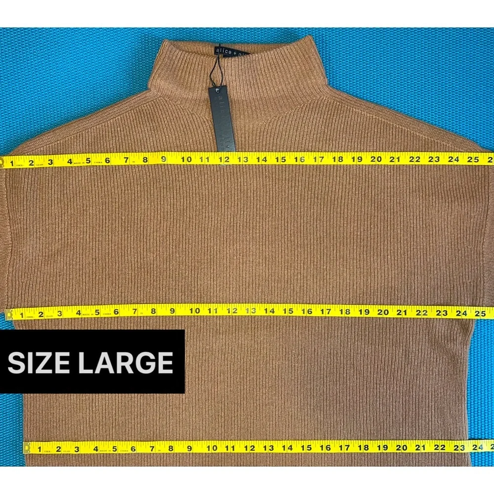 Alice + Olivia Caprice Oversized Cashmere Brown Turtleneck Sweater Top